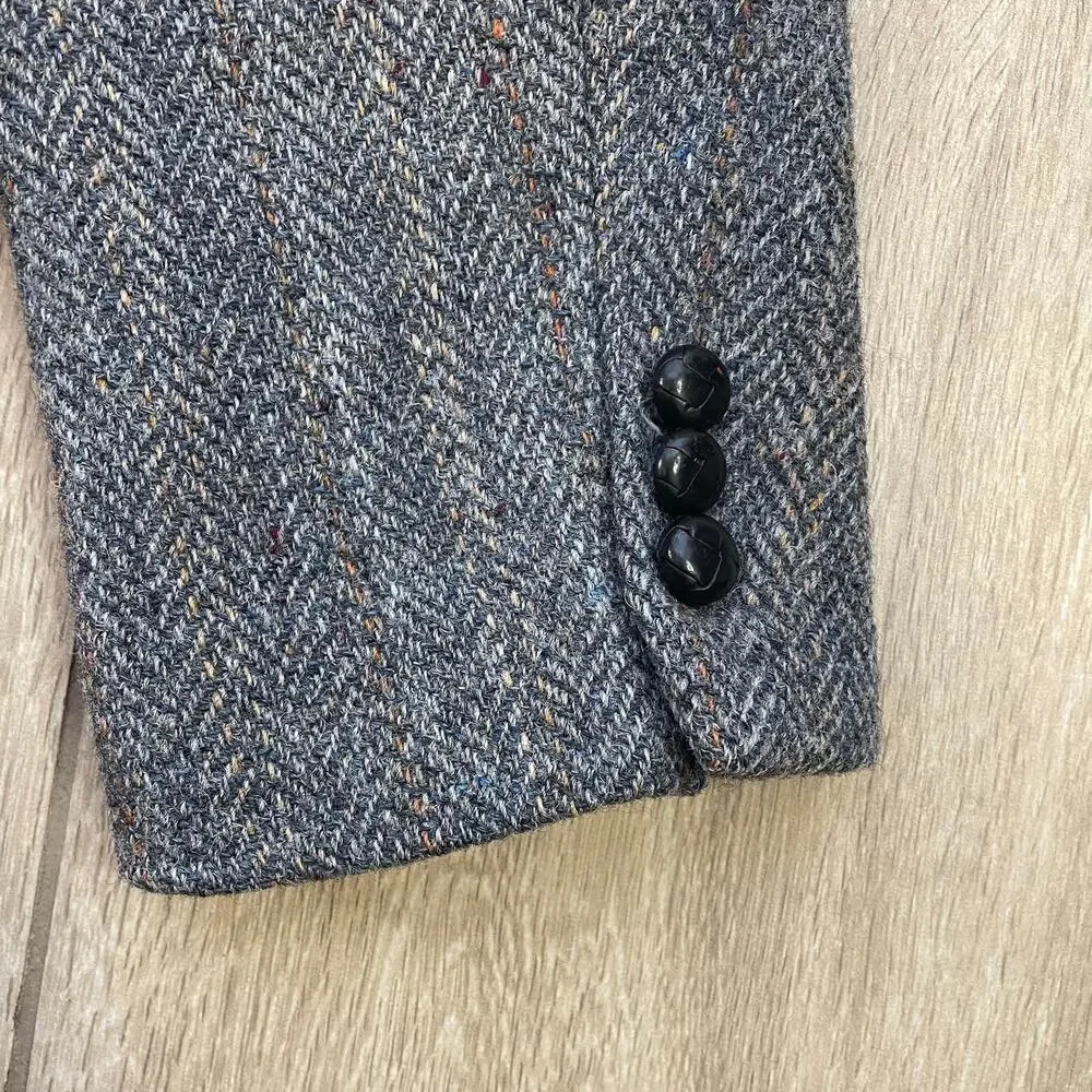 Harris Tweed Kuppenheimer Sport Coat 40R Gray 100% Wool USA Blazer Jacket